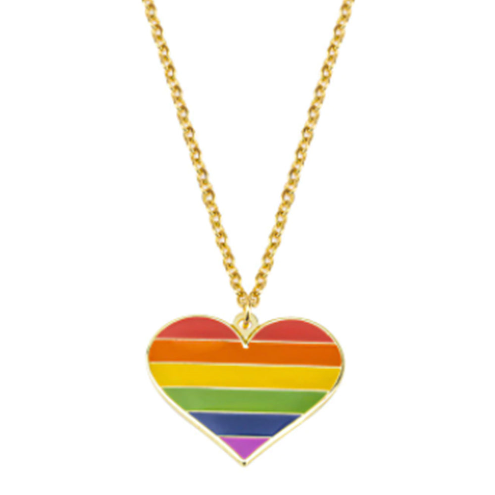 Gay Pride Rainbow Flag Heart Shaped Necklace