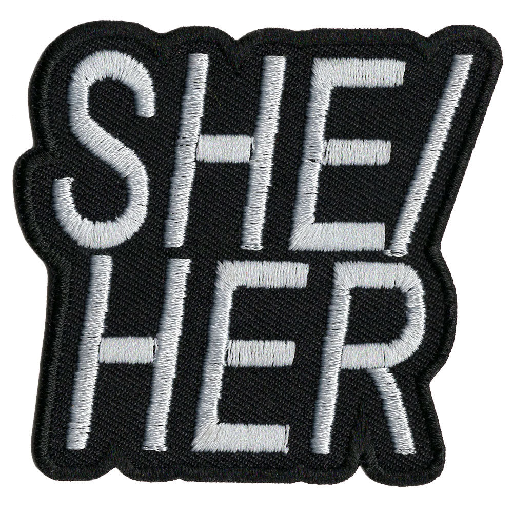 Pronoun She/Her Embroidered Iron-On Patch