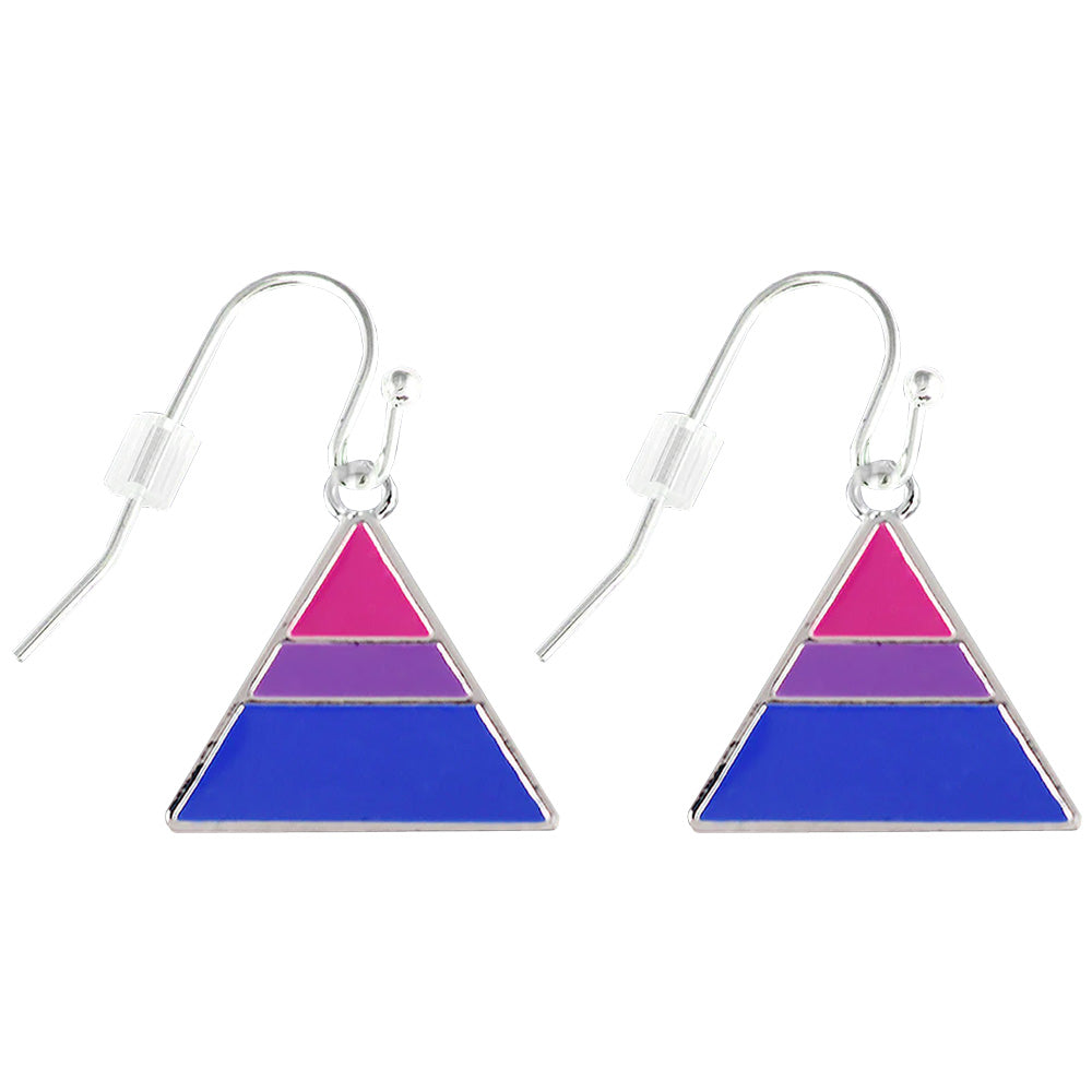 Bisexual Flag Silver Plated Triangle Earrings