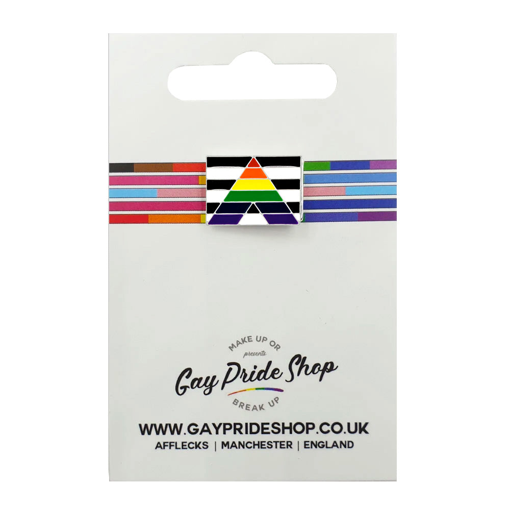 Straight Ally Flag Silver Plated Pin Badge