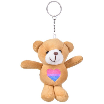 Teddy Bear Keyring - Bisexual Heart