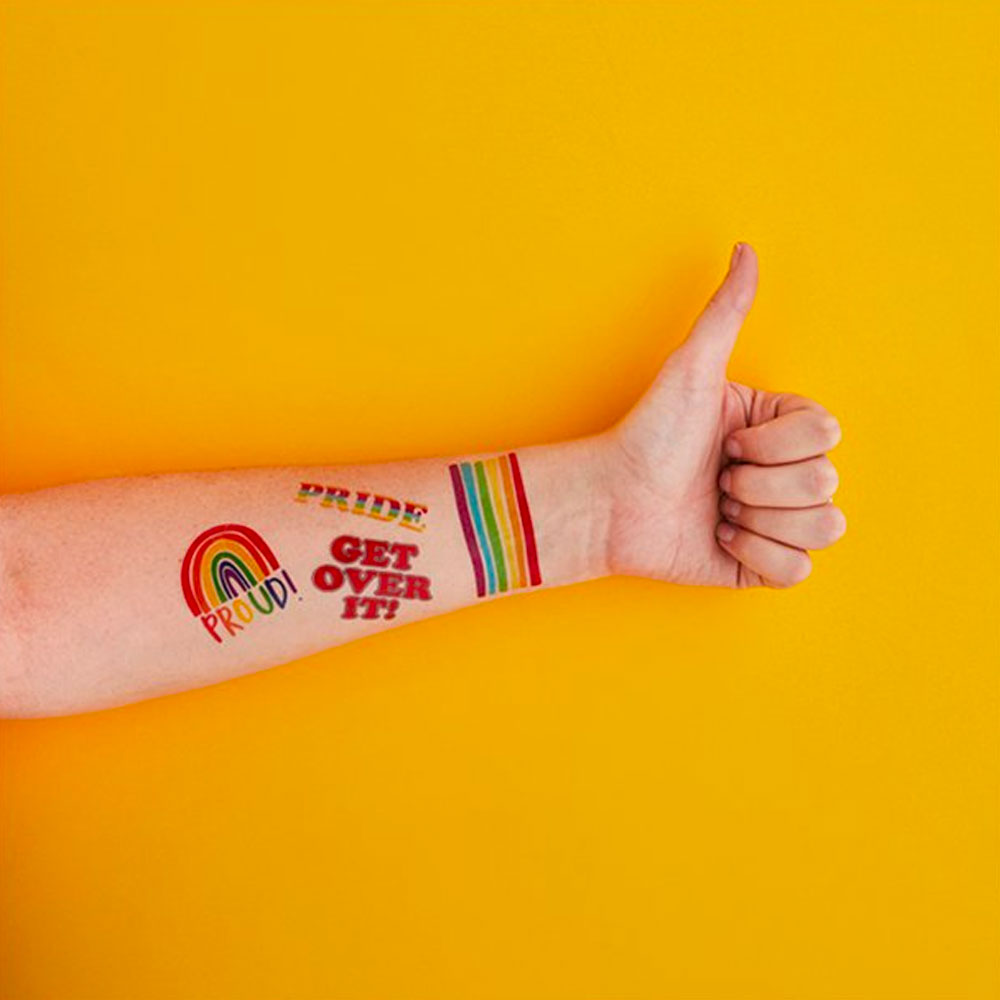Gay Pride Rainbow Temporary Tattoos (26 Tattoos x 2 Sheets)