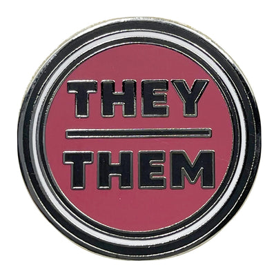 Pronoun They/Them Round Metal & Enamel Pin (Red)