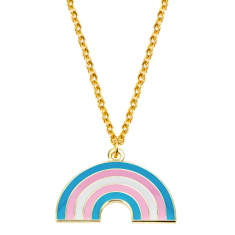 Transgender Flag Rainbow Shaped Necklace