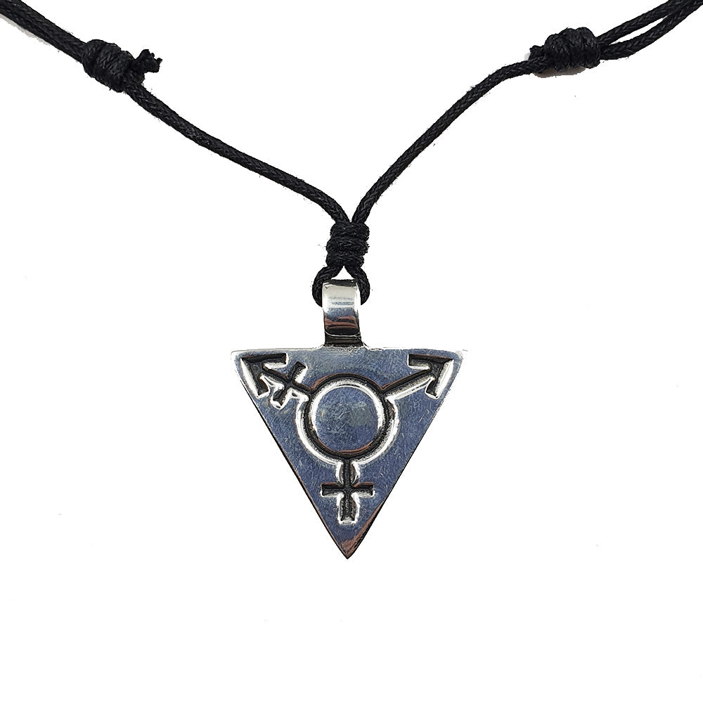 Transgender Symbol Pewter Symbol Cord Necklace