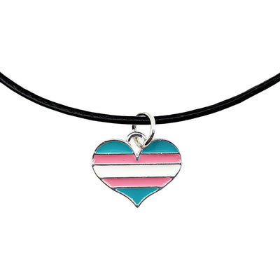 Transgender Flag Silver Plated Charm Necklace