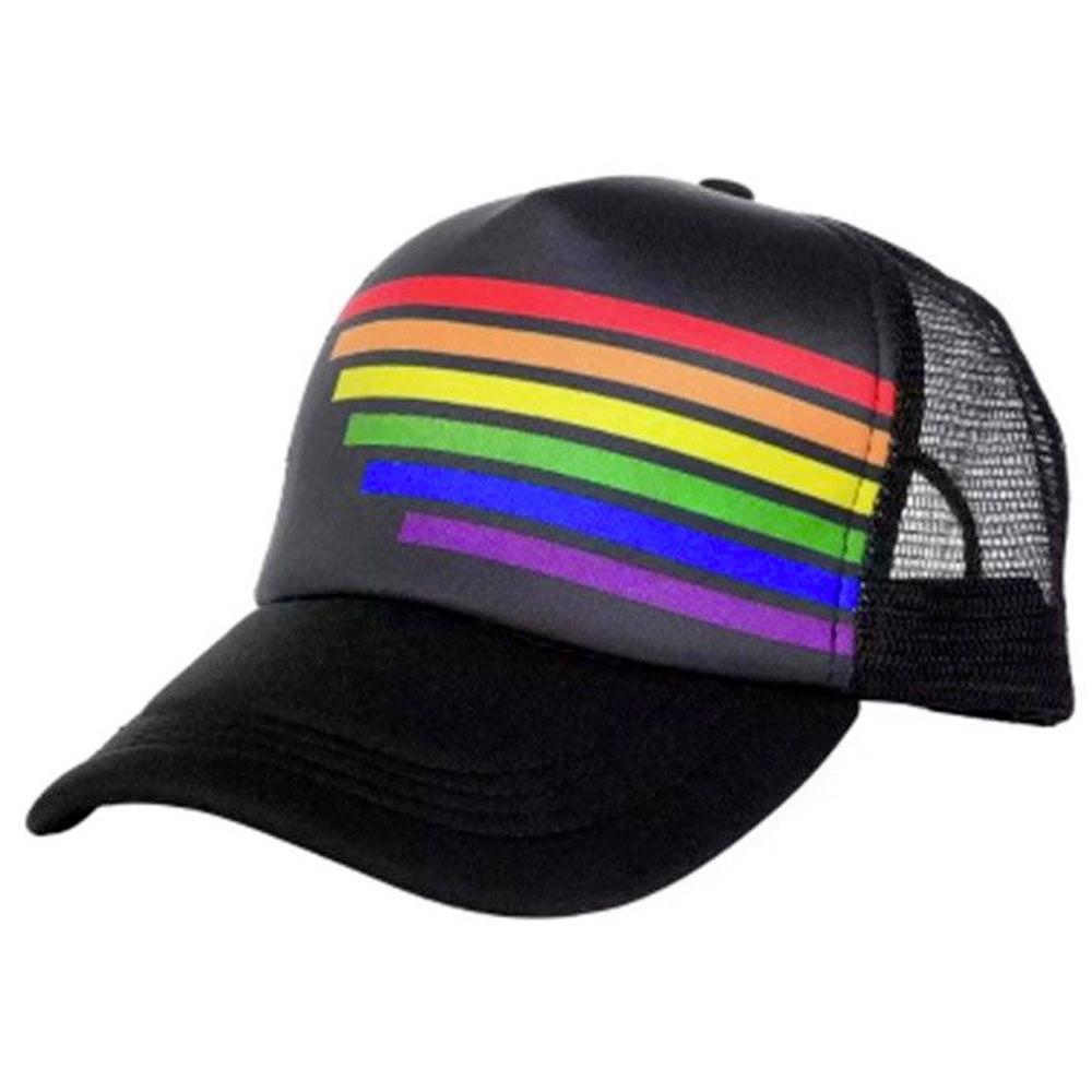 Gay Pride Rainbow Faded Black Vintage Style Trucker Cap