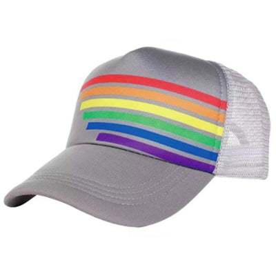 Gay Pride Rainbow Grey Vintage Style Trucker Cap