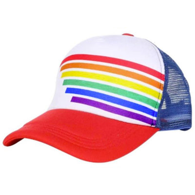 Gay Pride Rainbow Red & Blue Vintage Style Trucker Cap