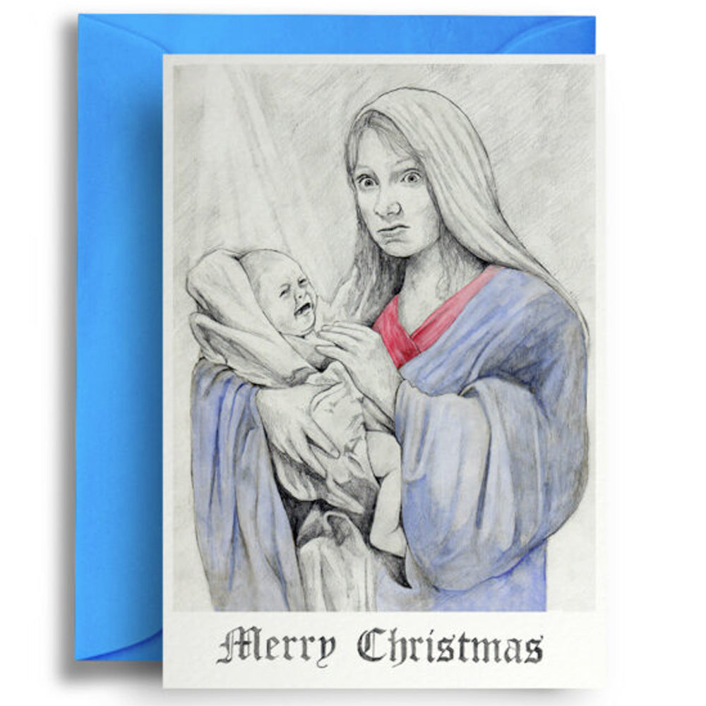 Crying Jesus With Mary - Greetings Card