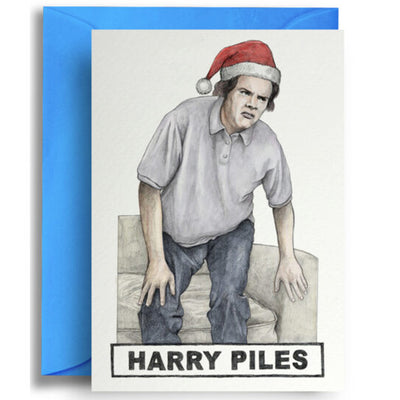 Christmas Harry Piles - Greetings Card